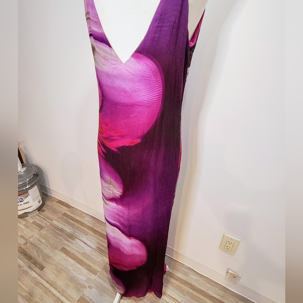 Rory Beca 100% Silk Maxi Abstract Print Resort Colorful California Beachy Dress - Picture 9 of 11